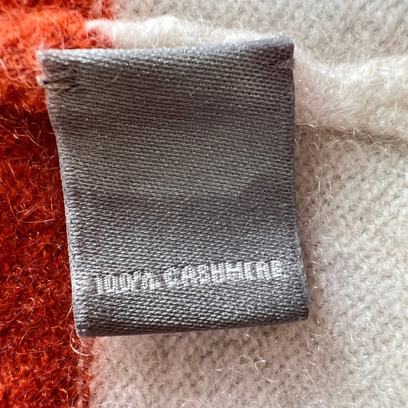 Neiman‎ Marcus 100% Cashmere Sweater Womens L (Fits S) Burnt Orange White Stripe - Picture 6 of 10
